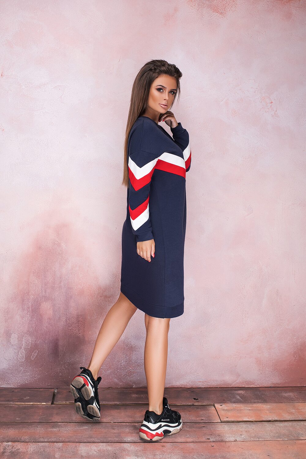 Платье синее свитшот до колен