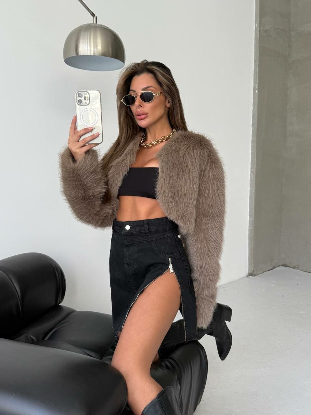 Юбка джинсовая молния сбоку цвет черный