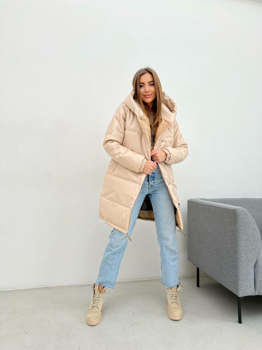 Куртка з еко-шкіри зефірка на шнурочках