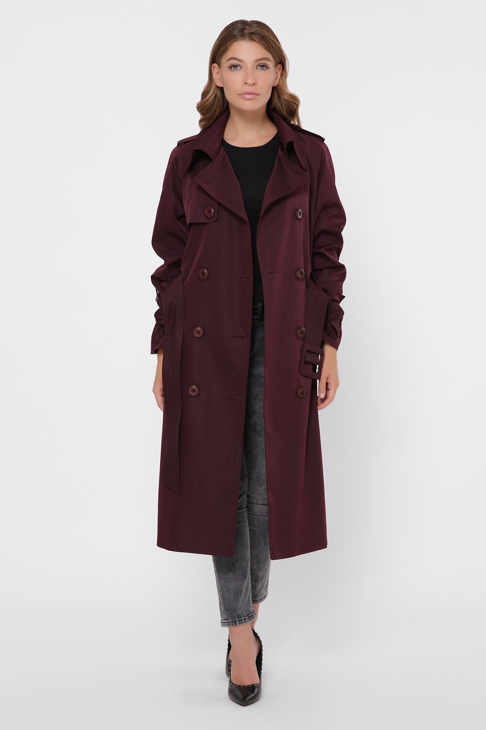 Плащ длинный цвета бордо