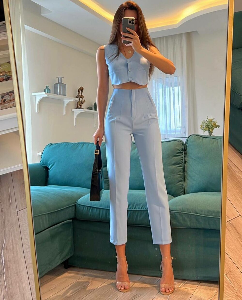 Костюм жителка и штаны цвет голубой