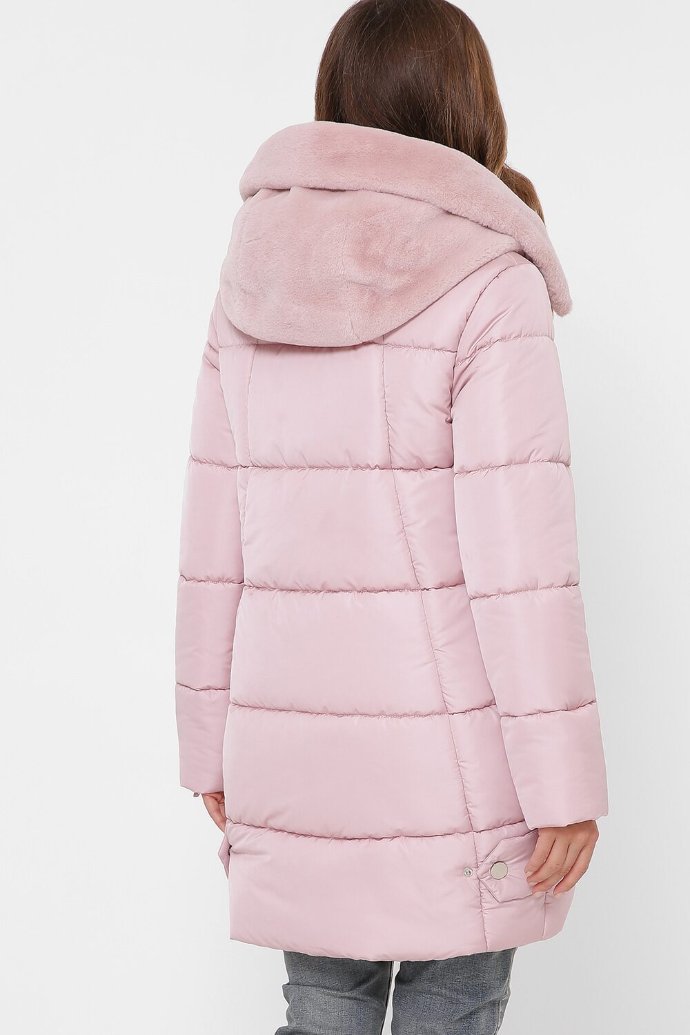 Зимова куртка колір рожевий з капюшоном