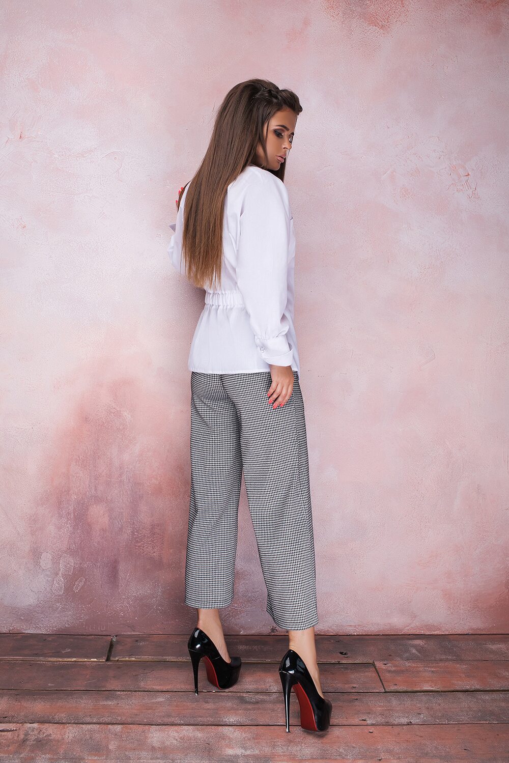 Штани кюлоти з візерунком клітини