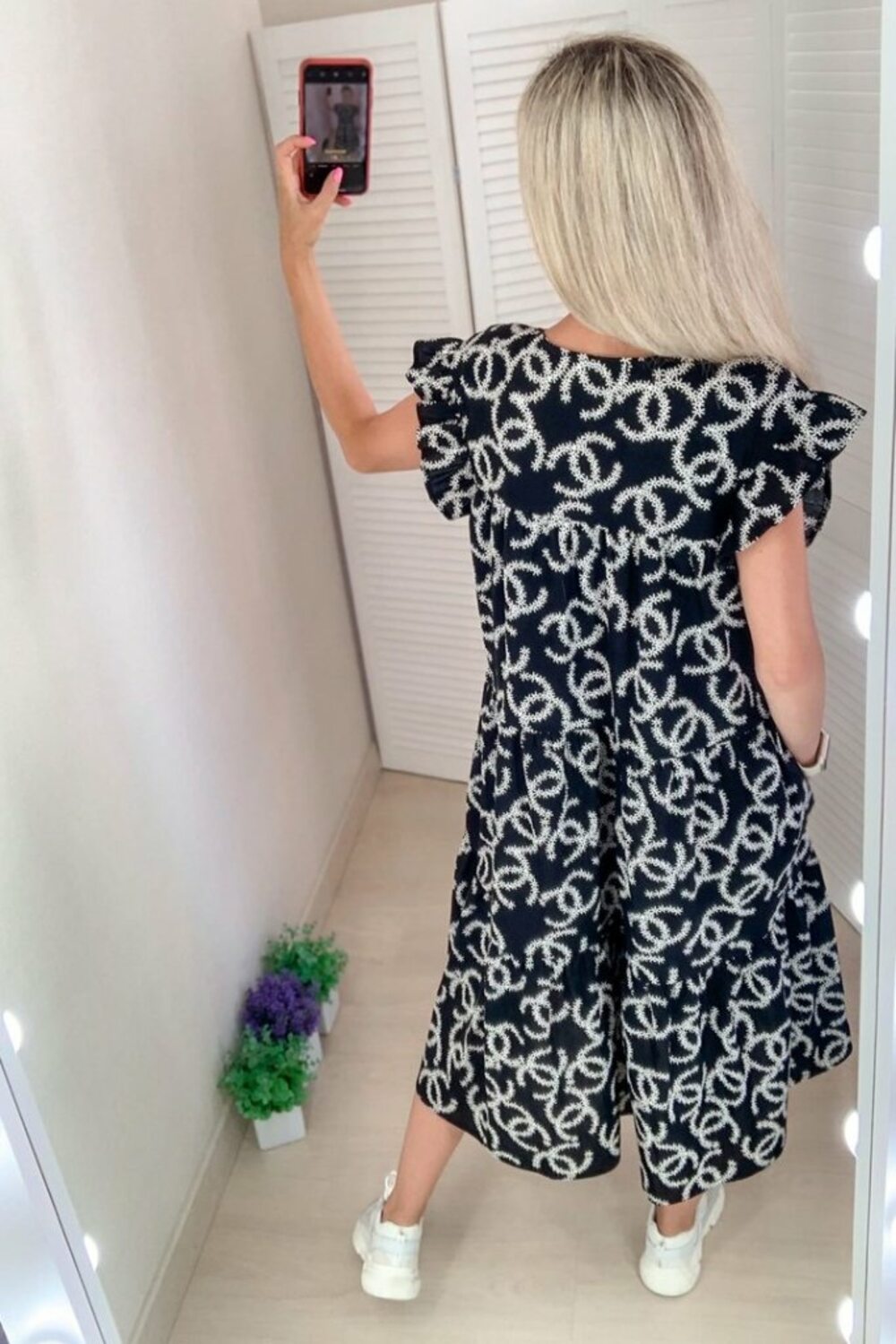 Летнее черное платье из коттона