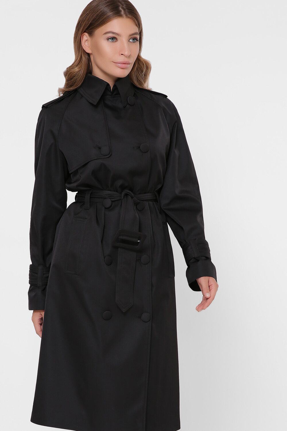 Плащ черный женский с поясом