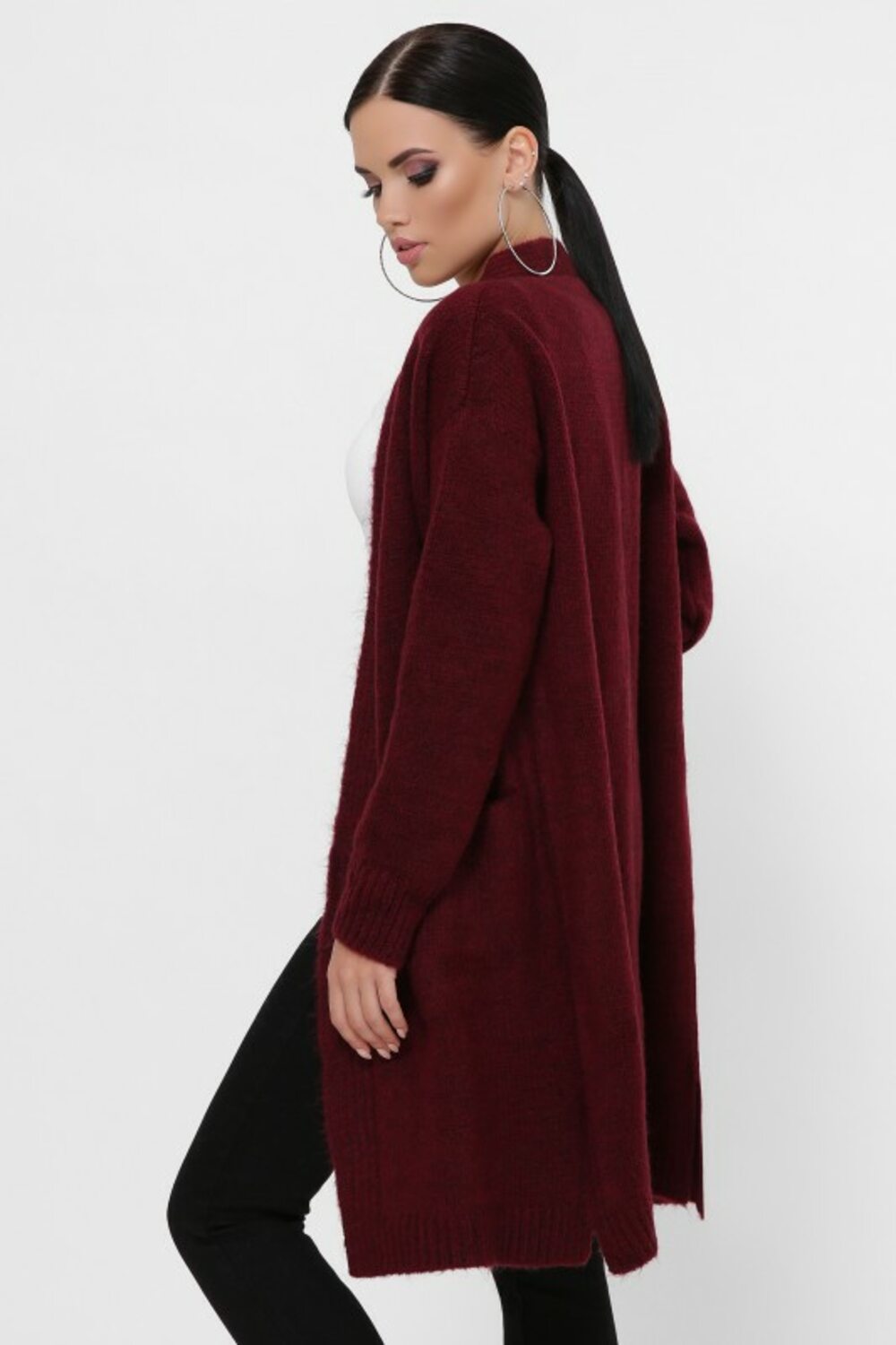 Кардиган в'язаний бордового кольору