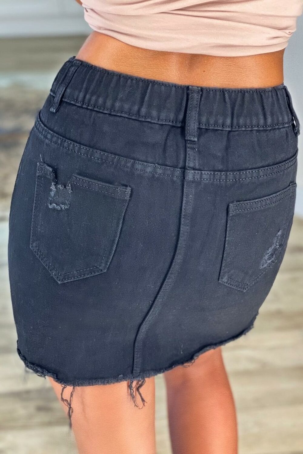 Черная джинсовая мини юбка