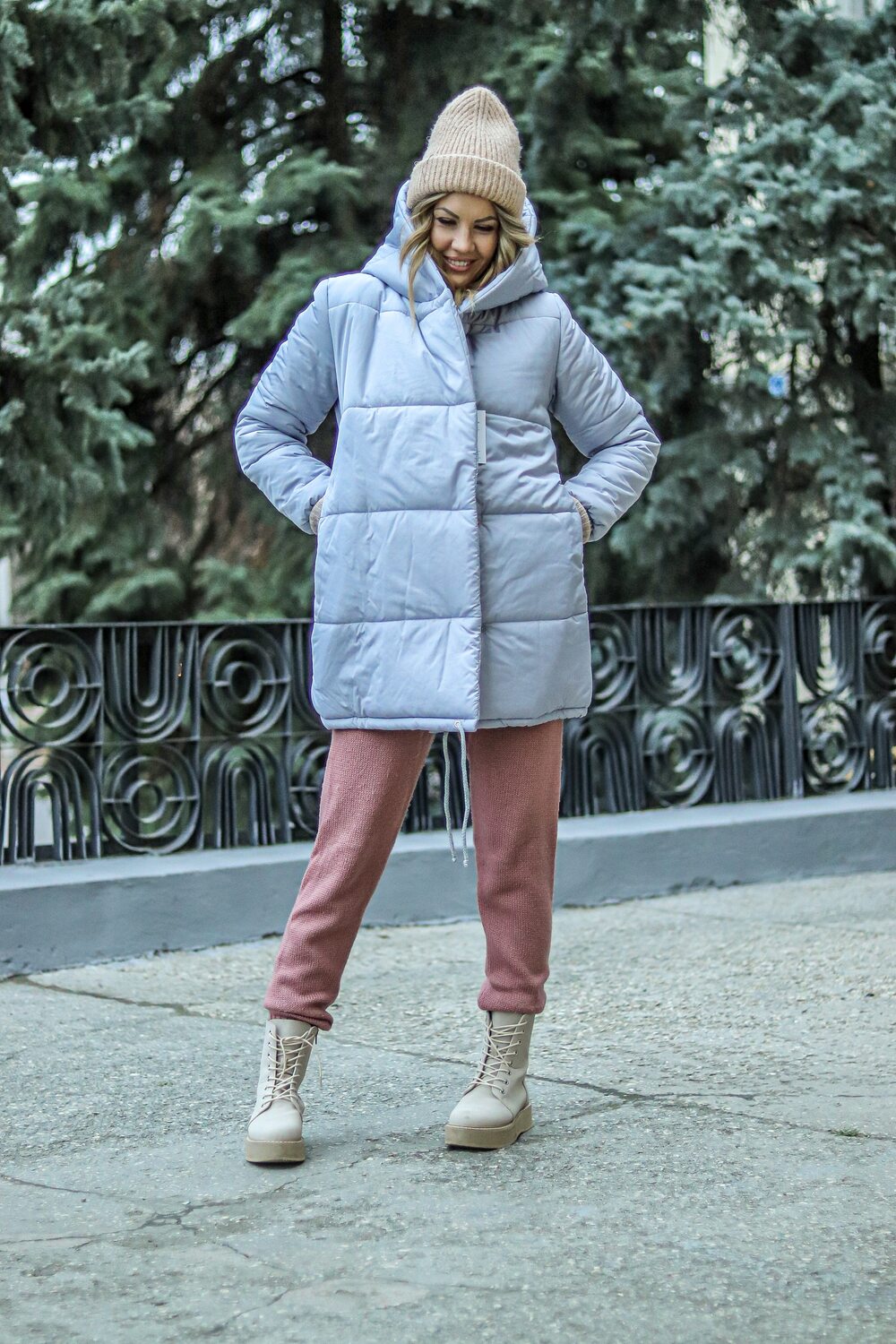 Куртка серая женская зимняя зефирка