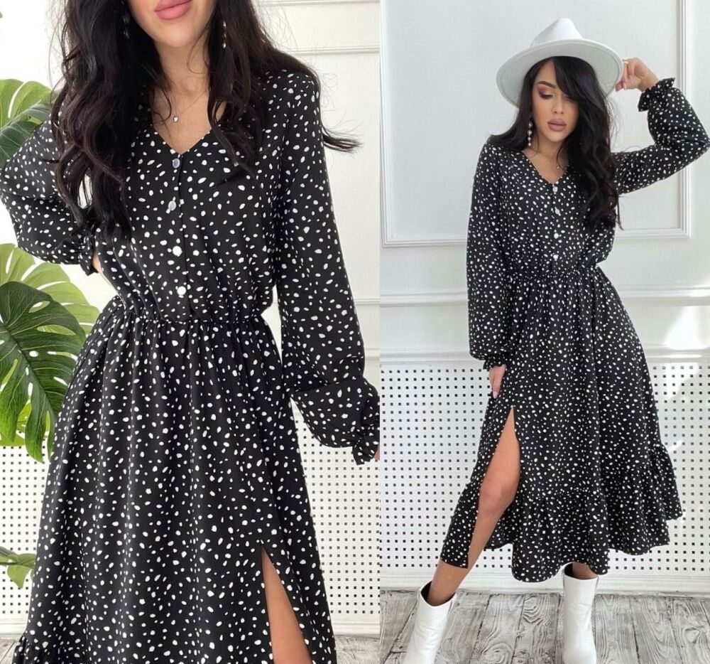 Платье черное с прнтом