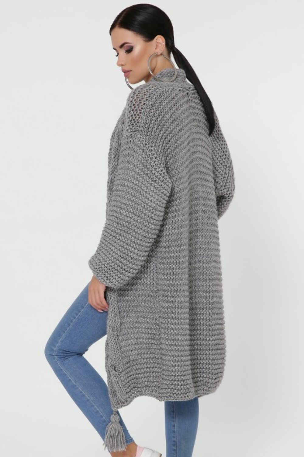 В'язаний кардиган колір світло-сірий