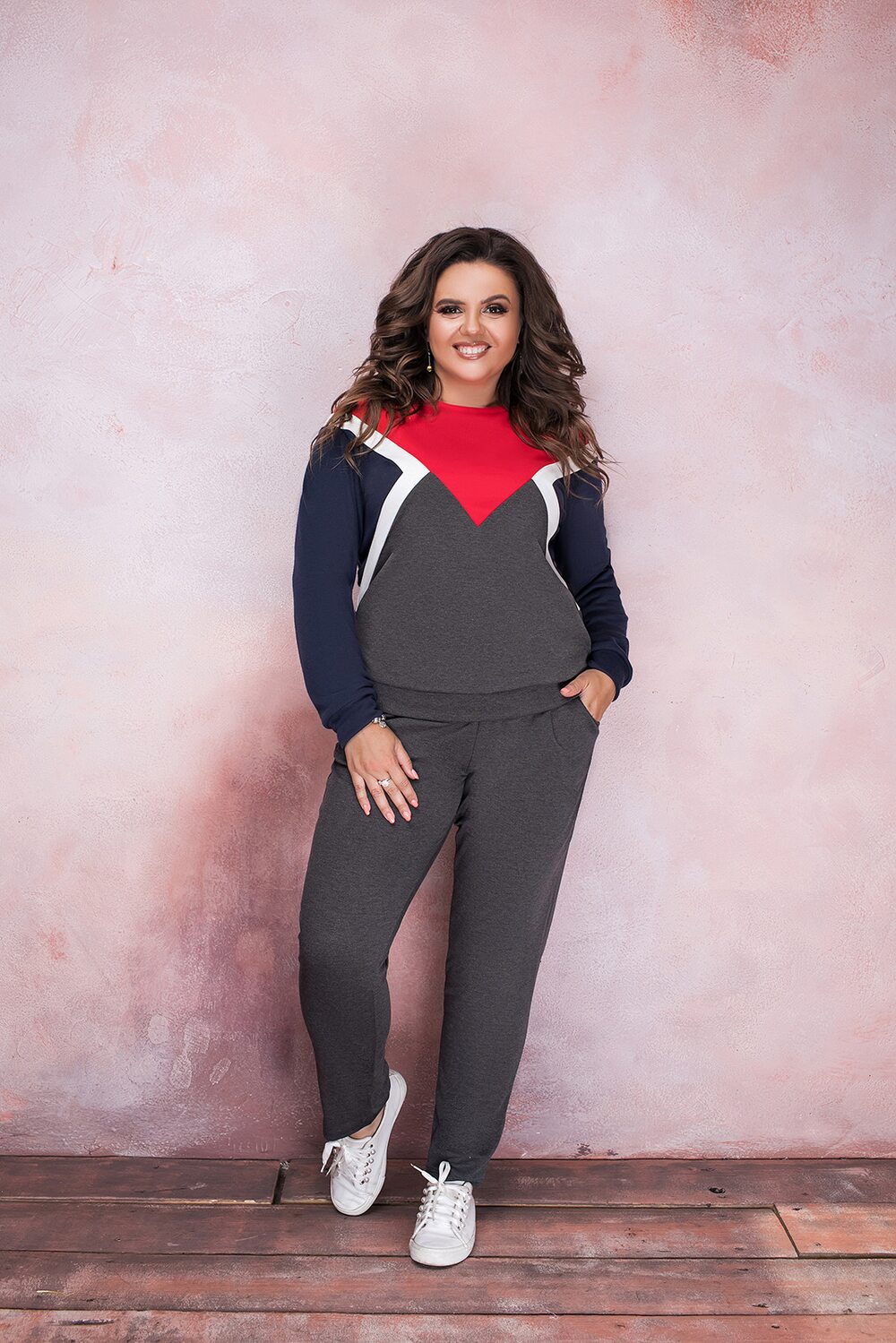 Котсбм спорт рукав синій по центру червоний