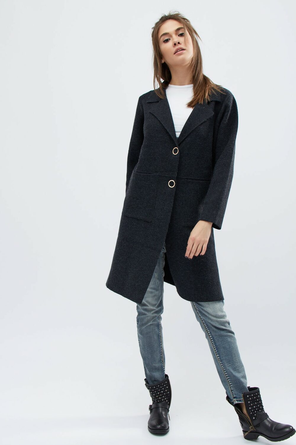 Пальто демісезонне на кнопках