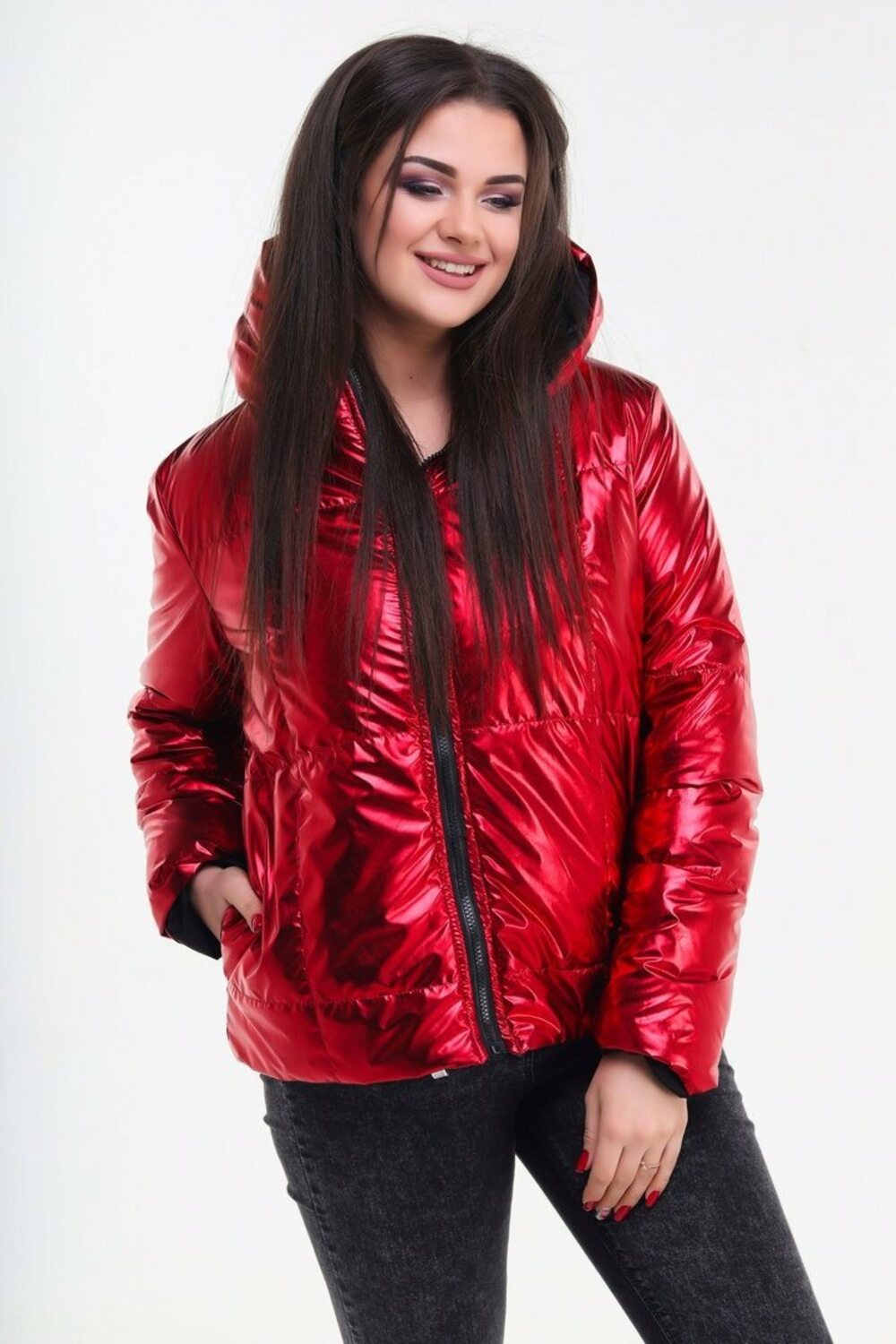 Двостороння червона жіноча куртка