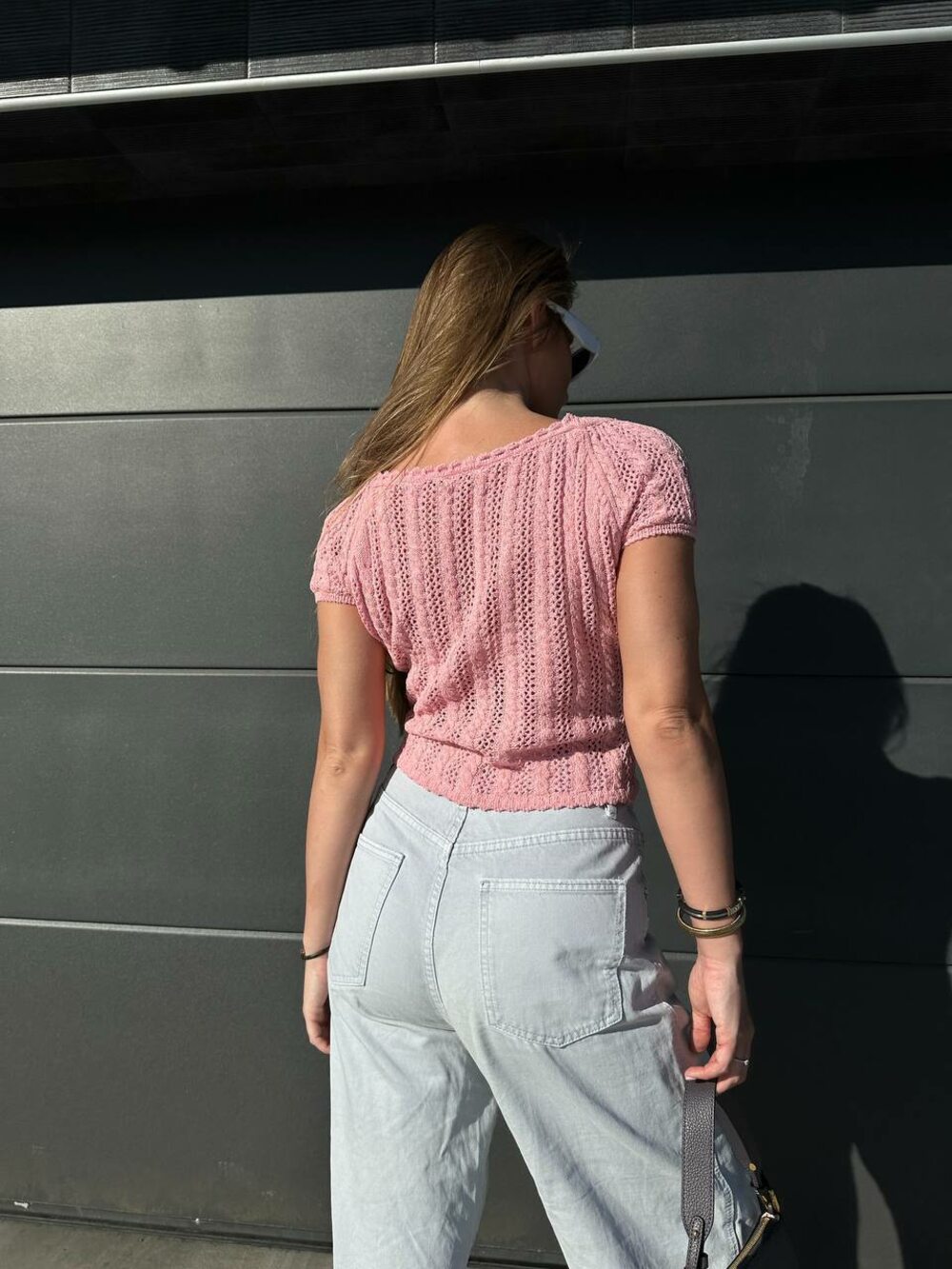 Кардиган короткий на пуговицах цвет розовый