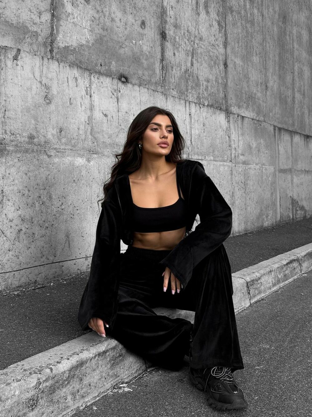 Велюровий костюм двійка, колір чорний