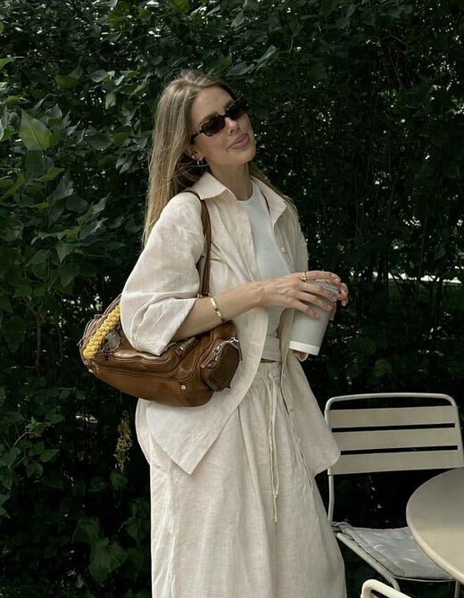 Костюм лляна сорочка і штани колір беж