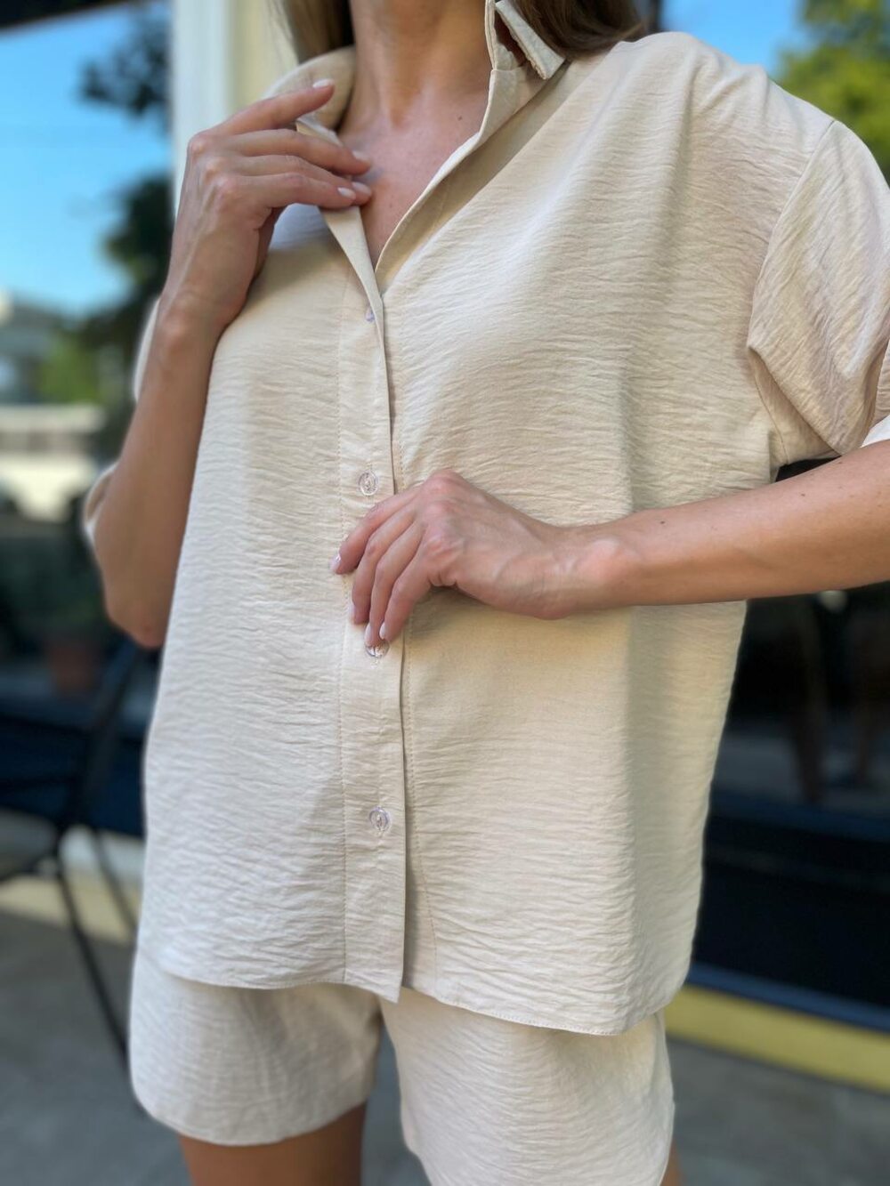 Легкий літній костюм двійка, колір бежевий