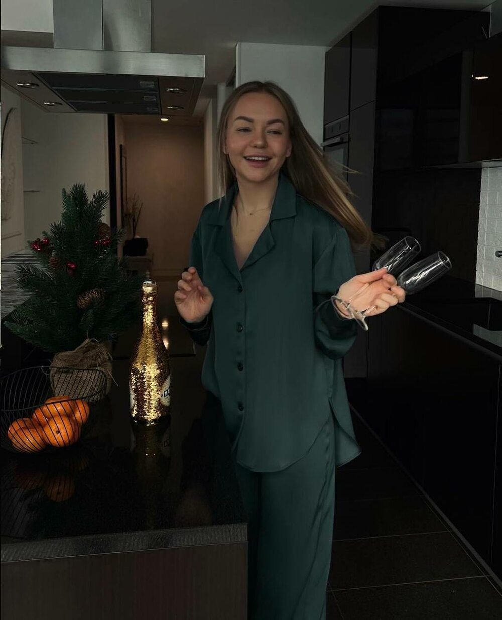 Піжама костюм із шовку преміум колір смарагдовий