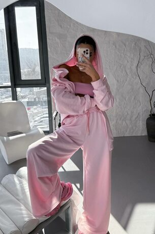 Спортивний костюм з вишивкою, колір рожевий