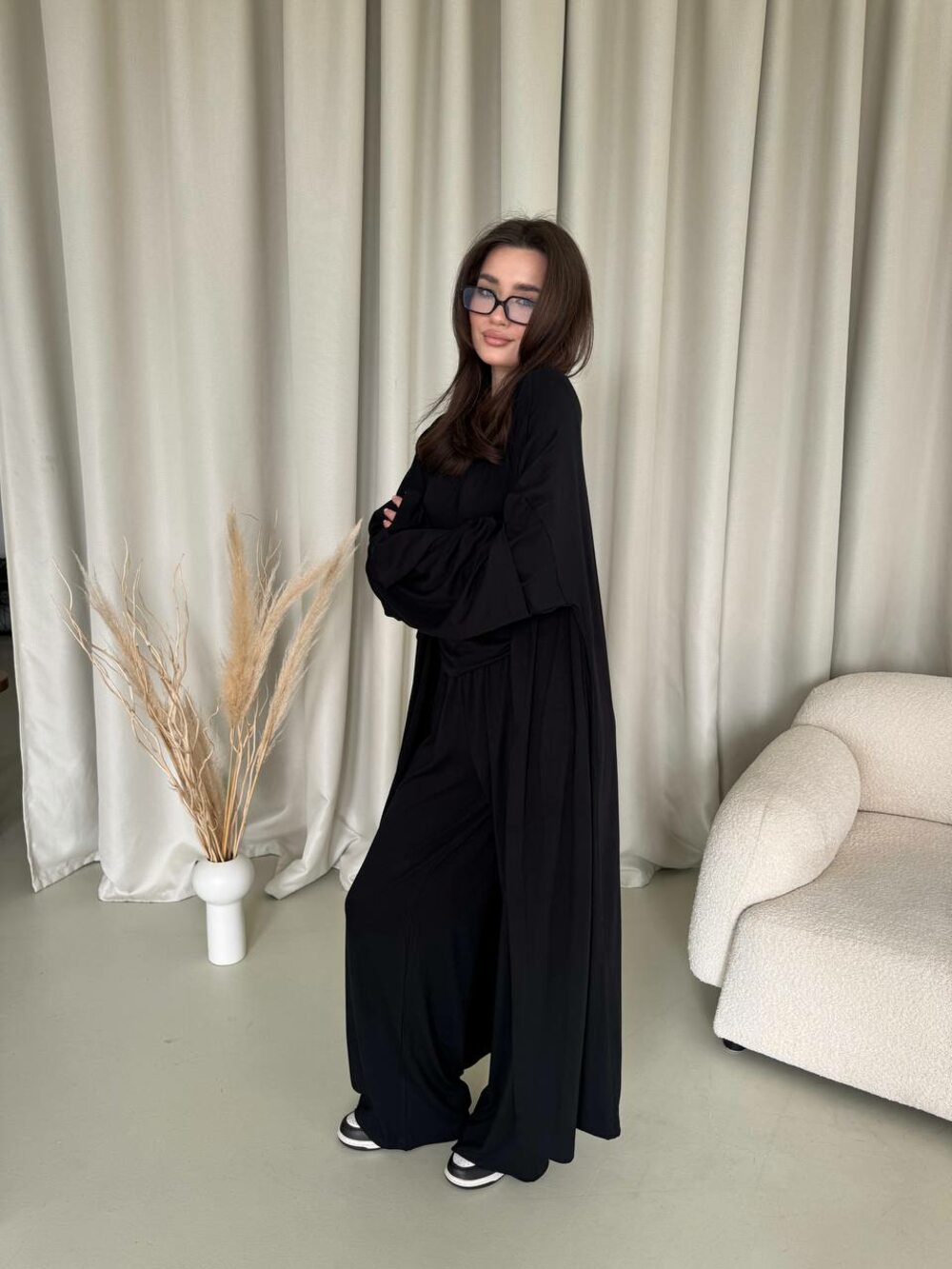 Костюм трійка: кардиган, штани, лонслив, колір чорний