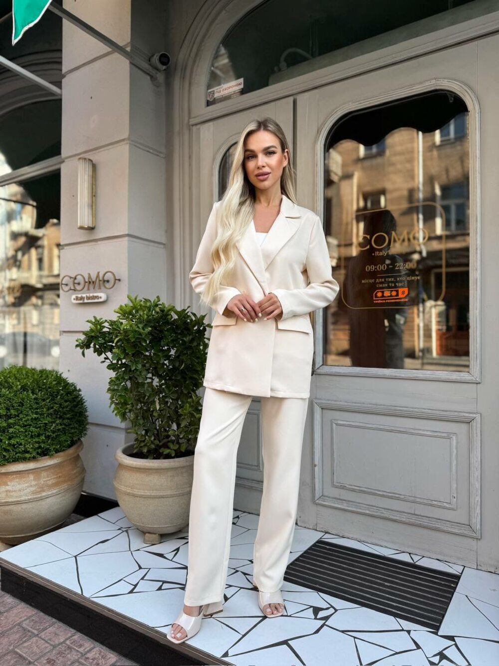 Костюм двійка складається з піджака та штанів, колір моко