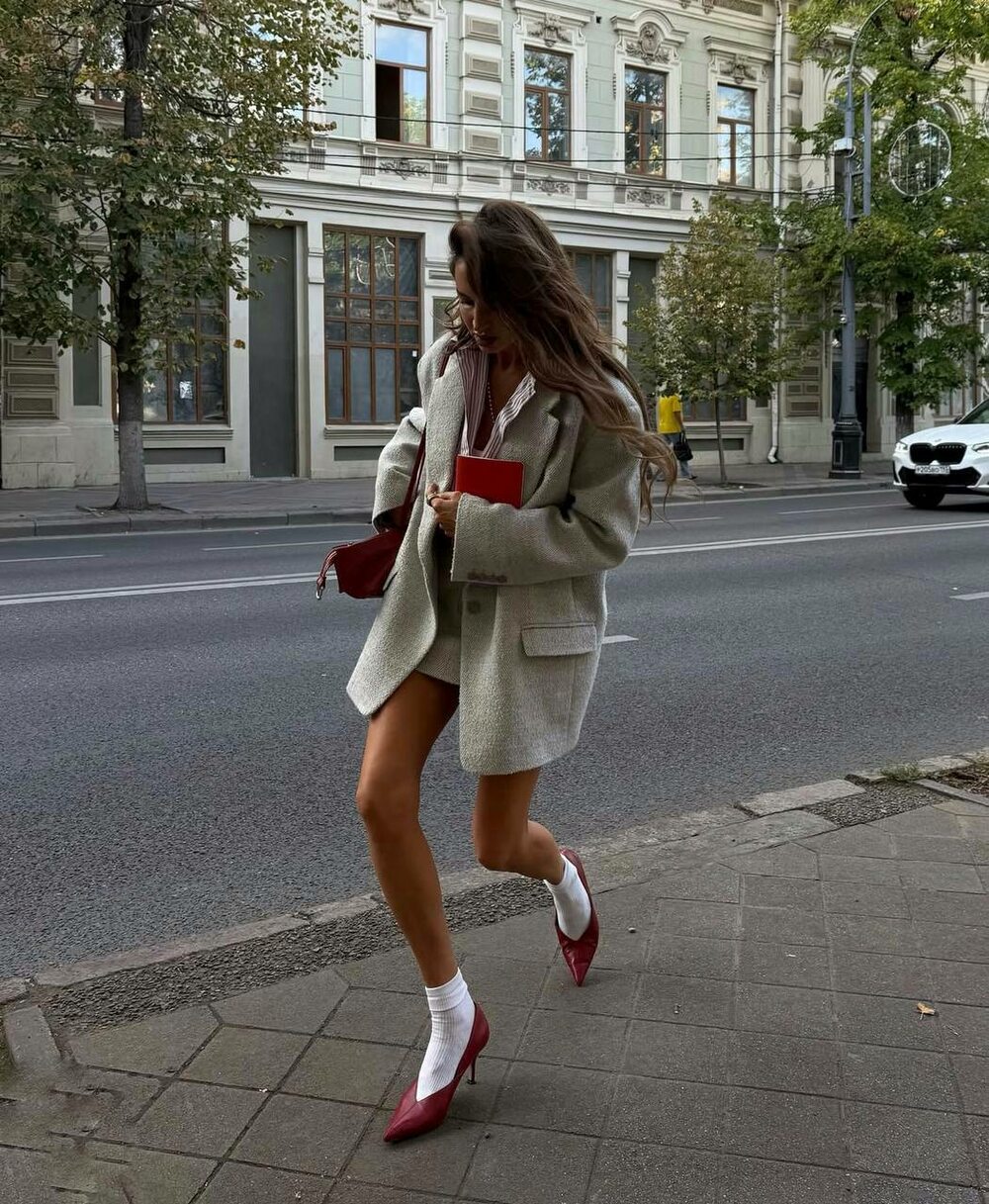 Костюм кашемировый пиджак и юбка ёлочка цвет серый