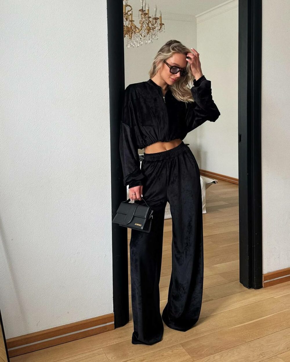 Велюровий костюм двійка, колір чорний