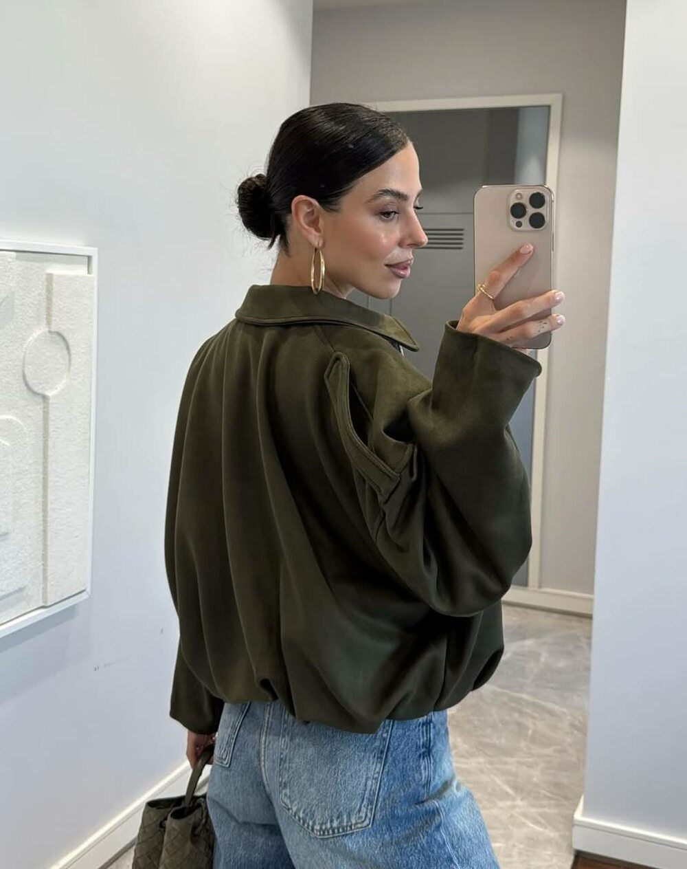 Бомбер в стиле Zara замш цвет хаки