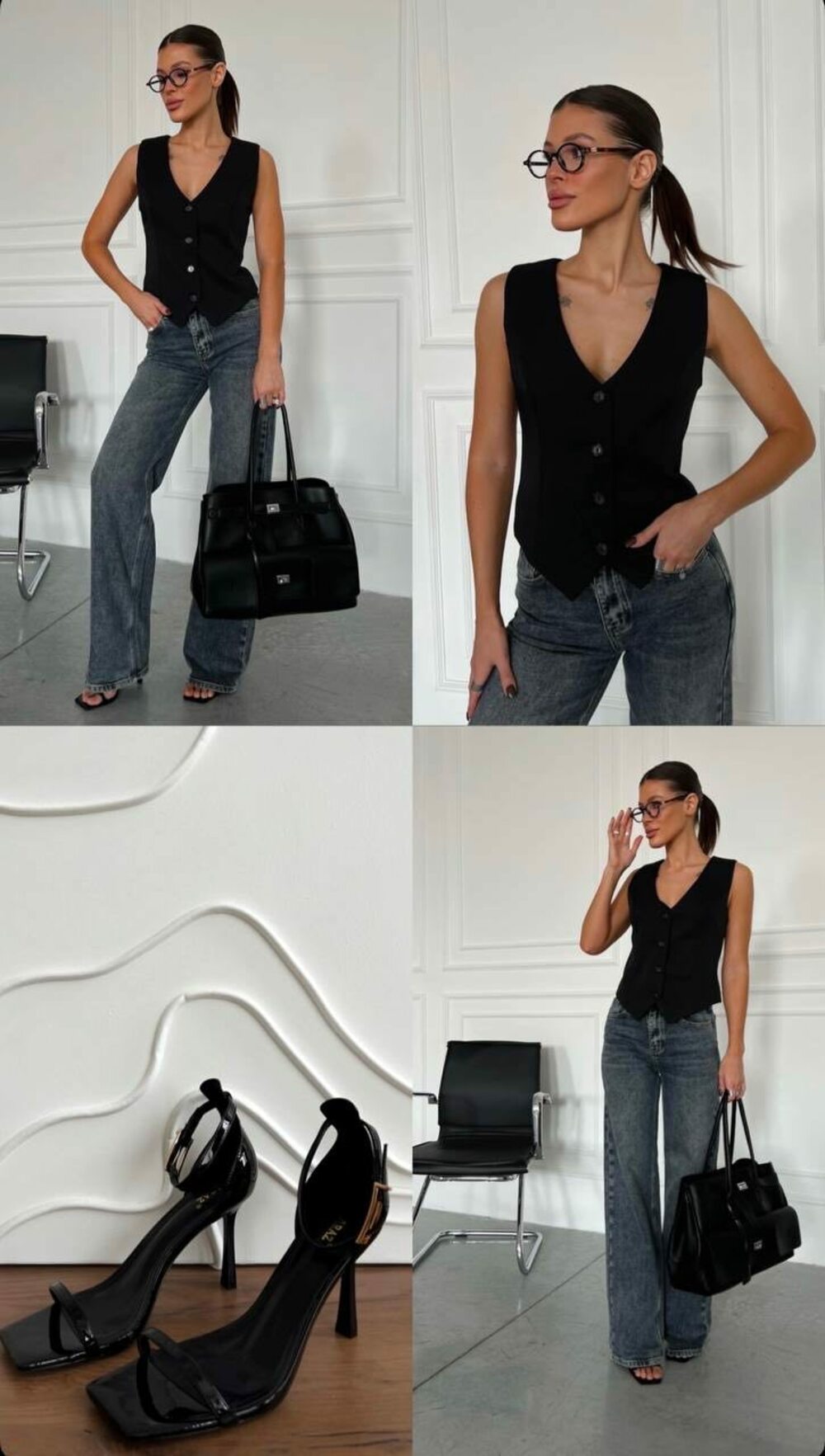 Жилет на гудзиках, чорний колір.