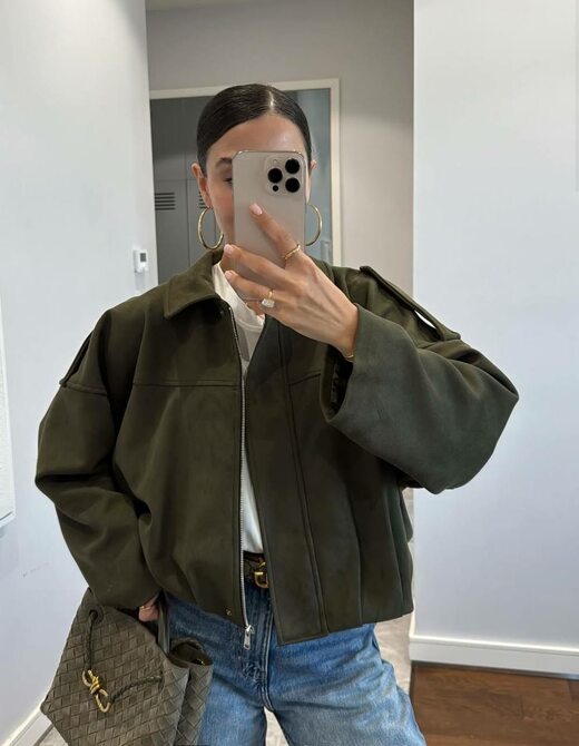 Бомбер в стиле Zara замш цвет хаки