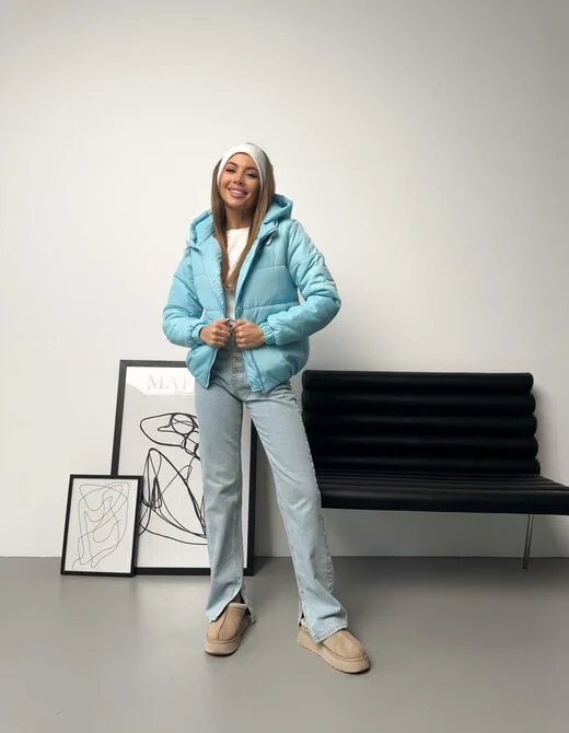 Курточка с капюшоном, демисезон, цвет голубой