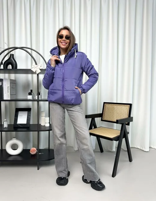 Курточка с капюшоном, демисезон, цвет фиолетовый