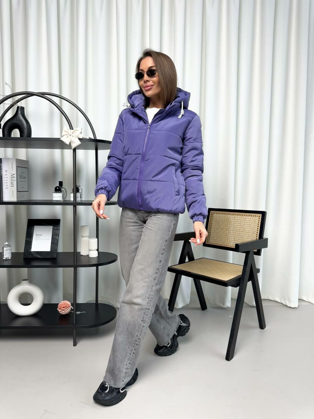 Курточка с капюшоном, демисезон, цвет фиолетовый