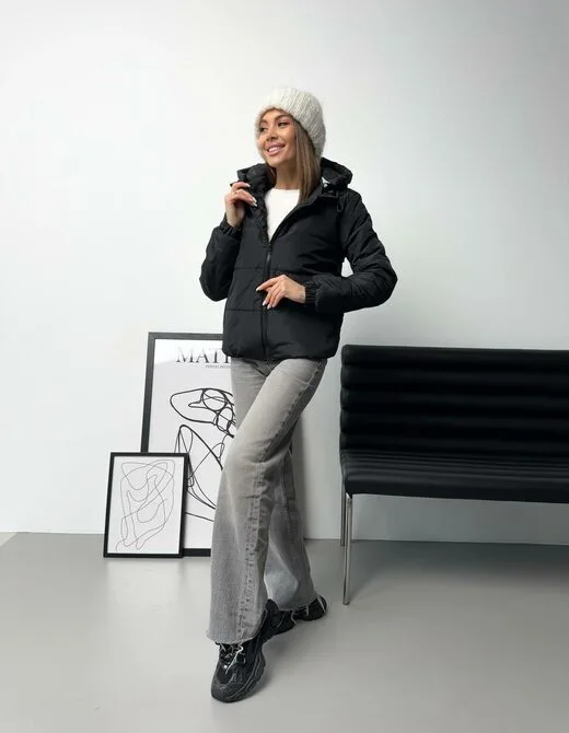 Курточка с капюшоном, демисезон, цвет черный