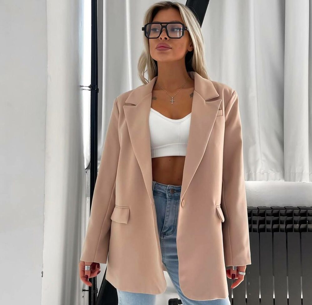 Піджак оверсайз без підкладки, колір бежевий