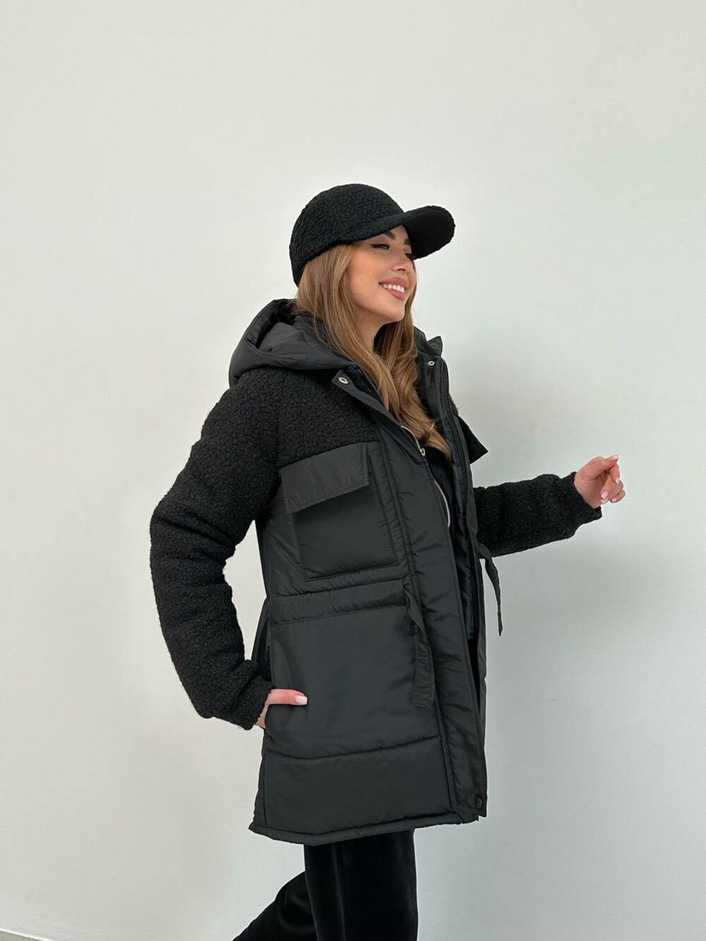 Куртка плащівка та баранчик з капюшоном чорна