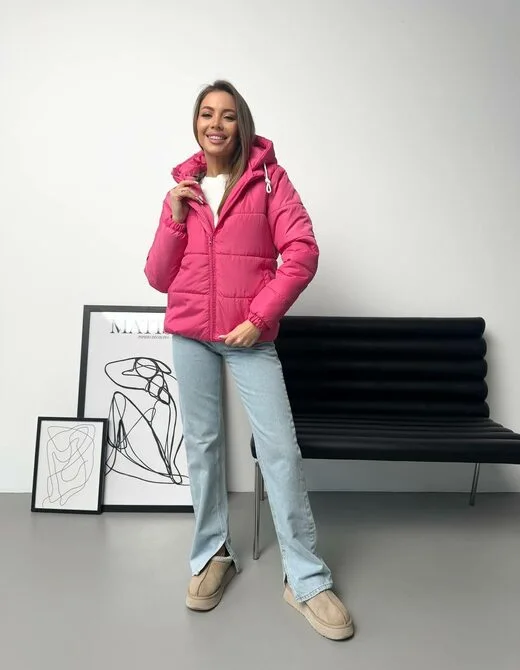 Курточка с капюшоном, демисезон, цвет малиновый