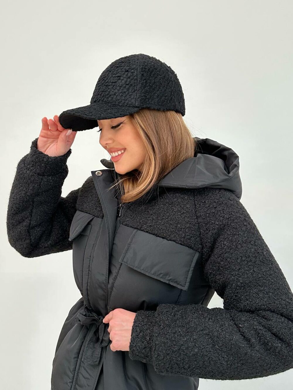 Куртка плащівка та баранчик з капюшоном чорна