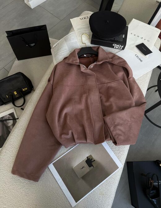 Бомбер в стиле Zara замш цвет мокко