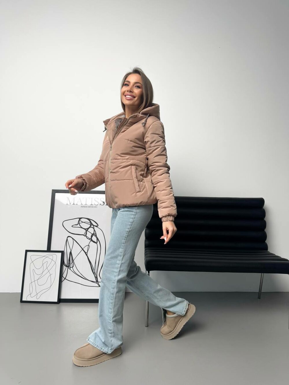 Курточка с капюшоном, демисезон, цвет бежевый