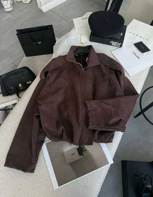 Бомбер в стиле Zara замш цвет шоколад