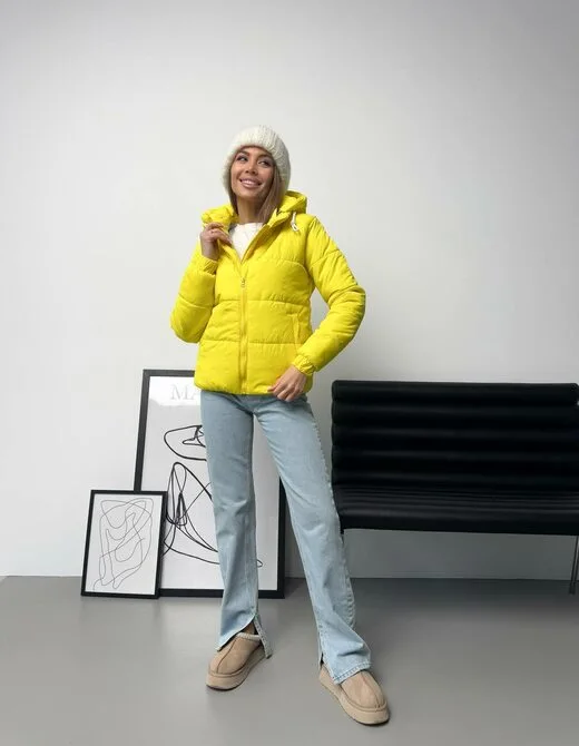 Курточка с капюшоном, демисезон, цвет желтый