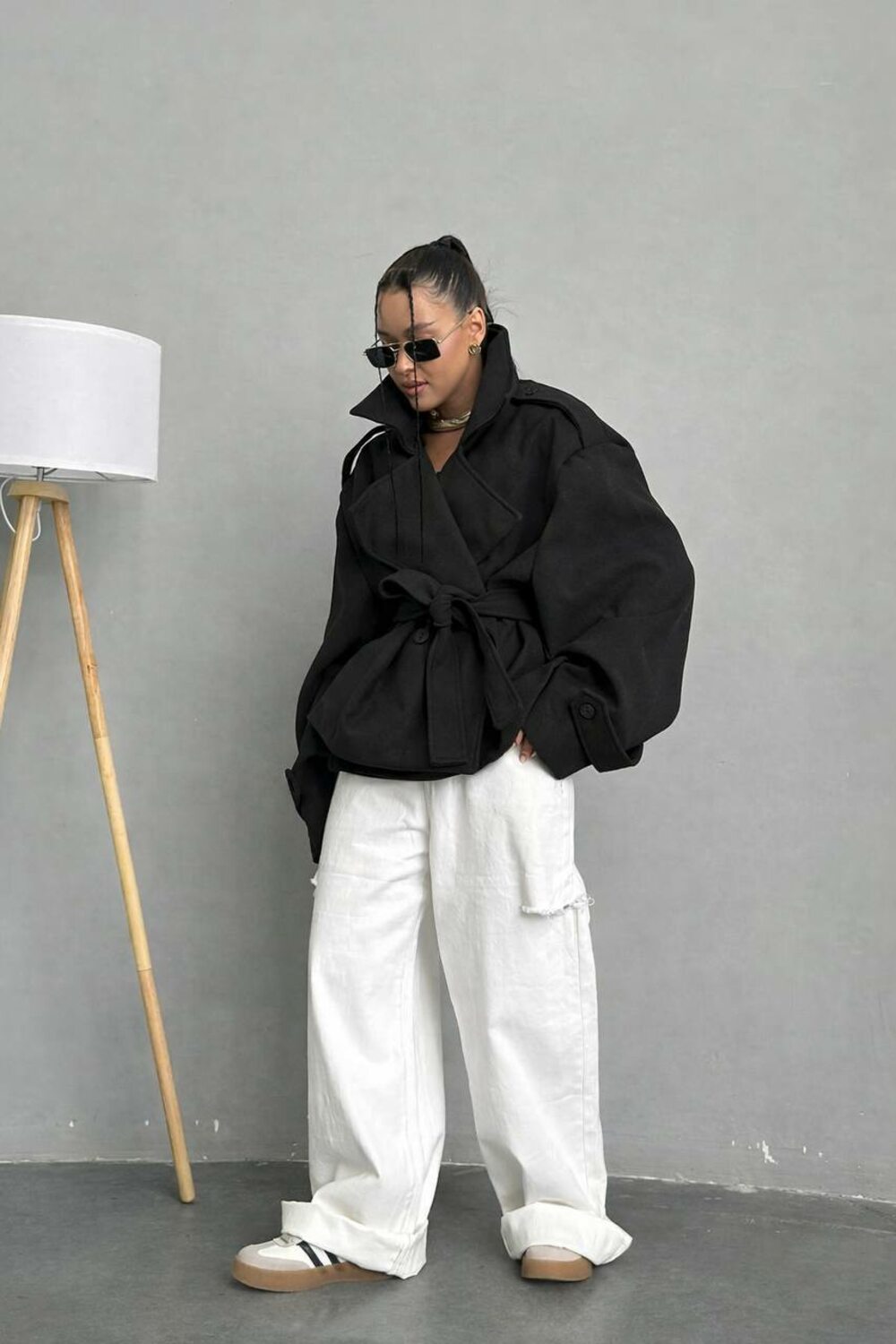 Пальто-тренч на подкладке кашемир цвет черный