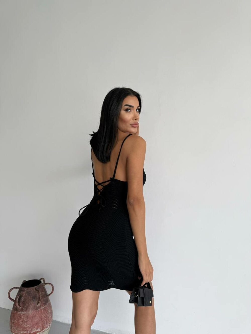 Трикотажне плаття на бретельках, колір чорний
