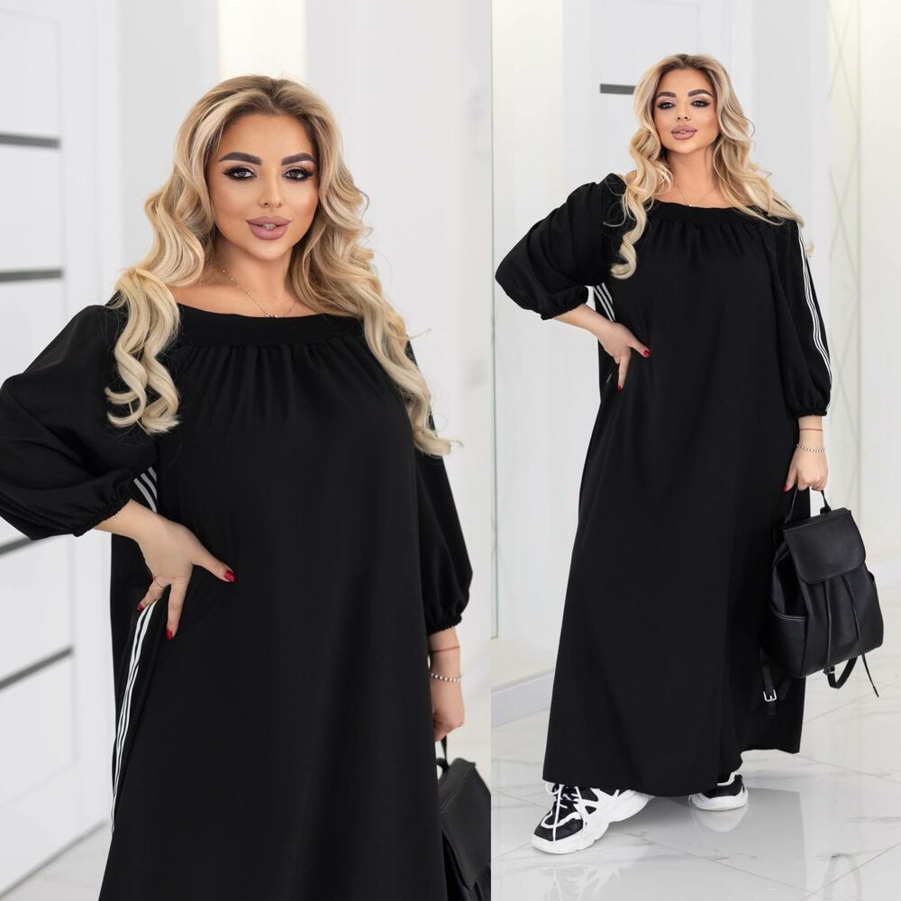 Сукня оздоблена спортивними смужками, колір чорний