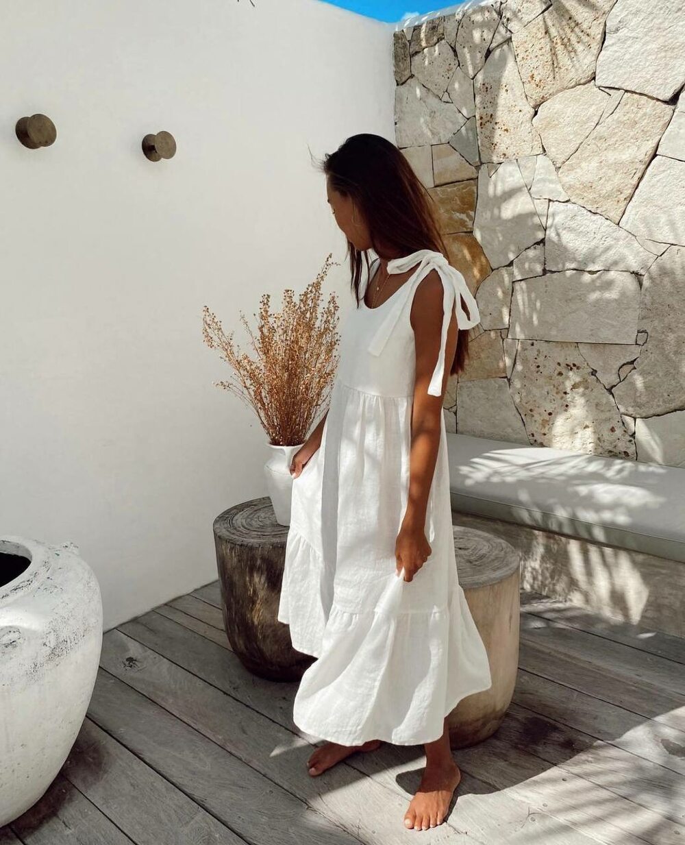 Сарафан білий із льону