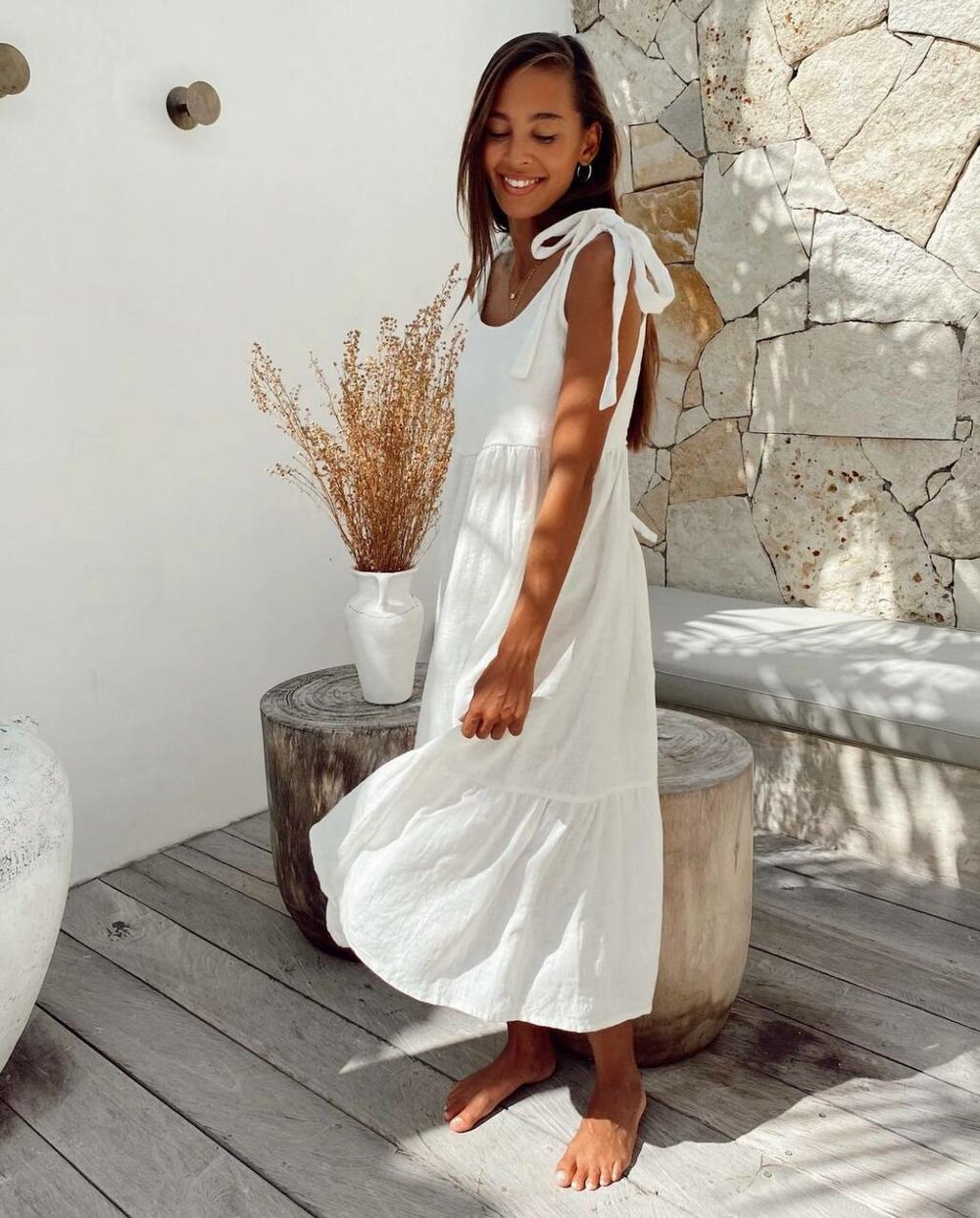 Сарафан білий із льону