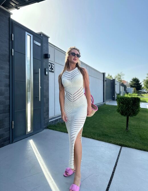 Платье макси без рукавов цвет молочный