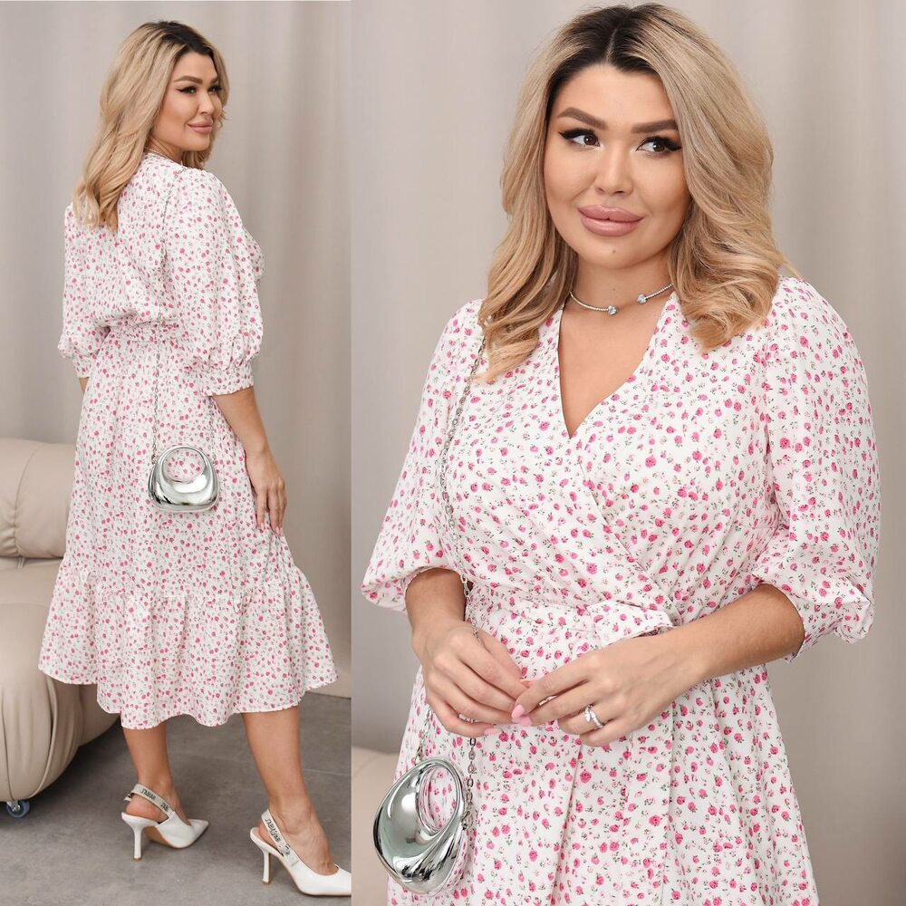 Сукня на запах з воланами, колір білий