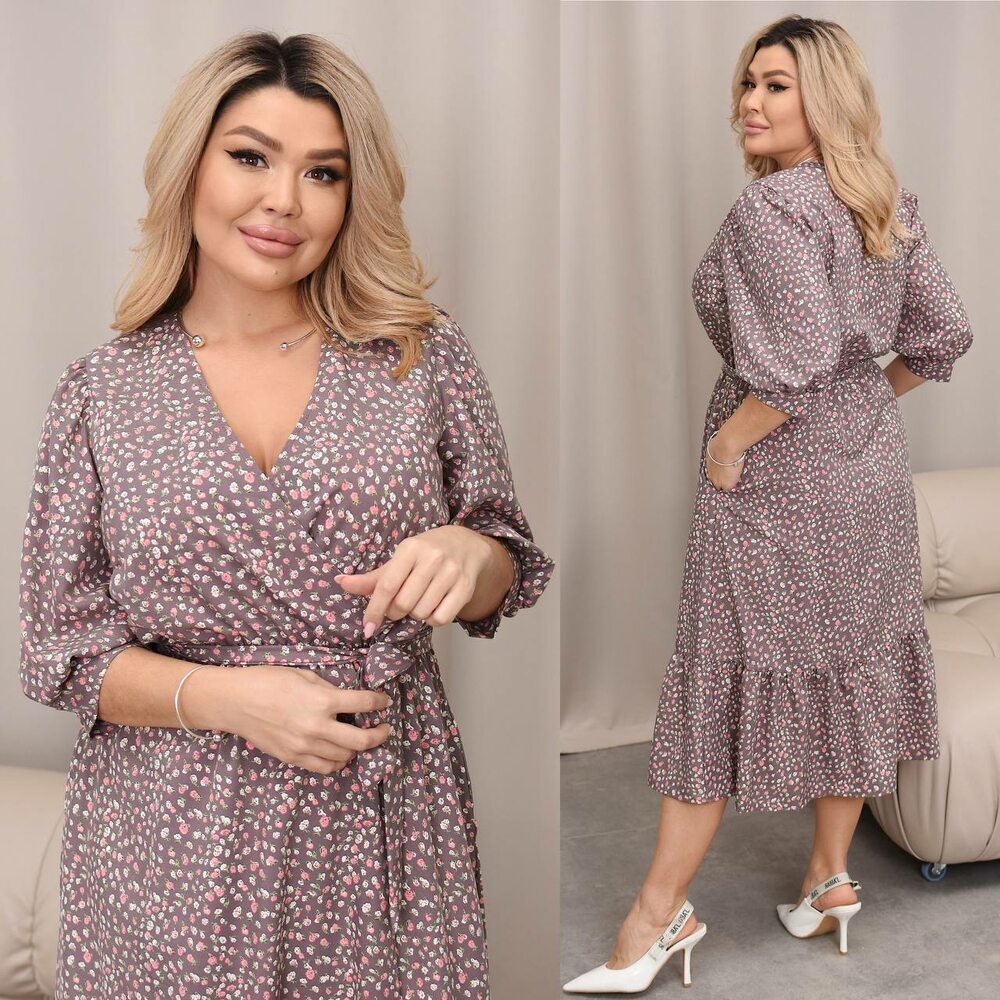 Сукня на запах з воланами, колір моко